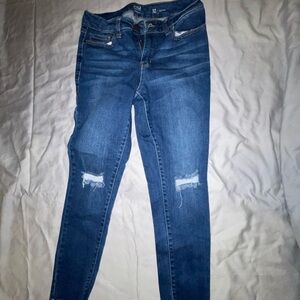 a.n.a Women's Dark Wash Distressed Skinny Jeans